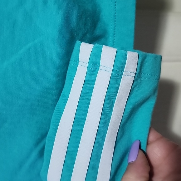 ADICOLOR CLASSICS CROP LONG SLEEVE TEE IN CYAN COLOR. - Picture 6 of 7